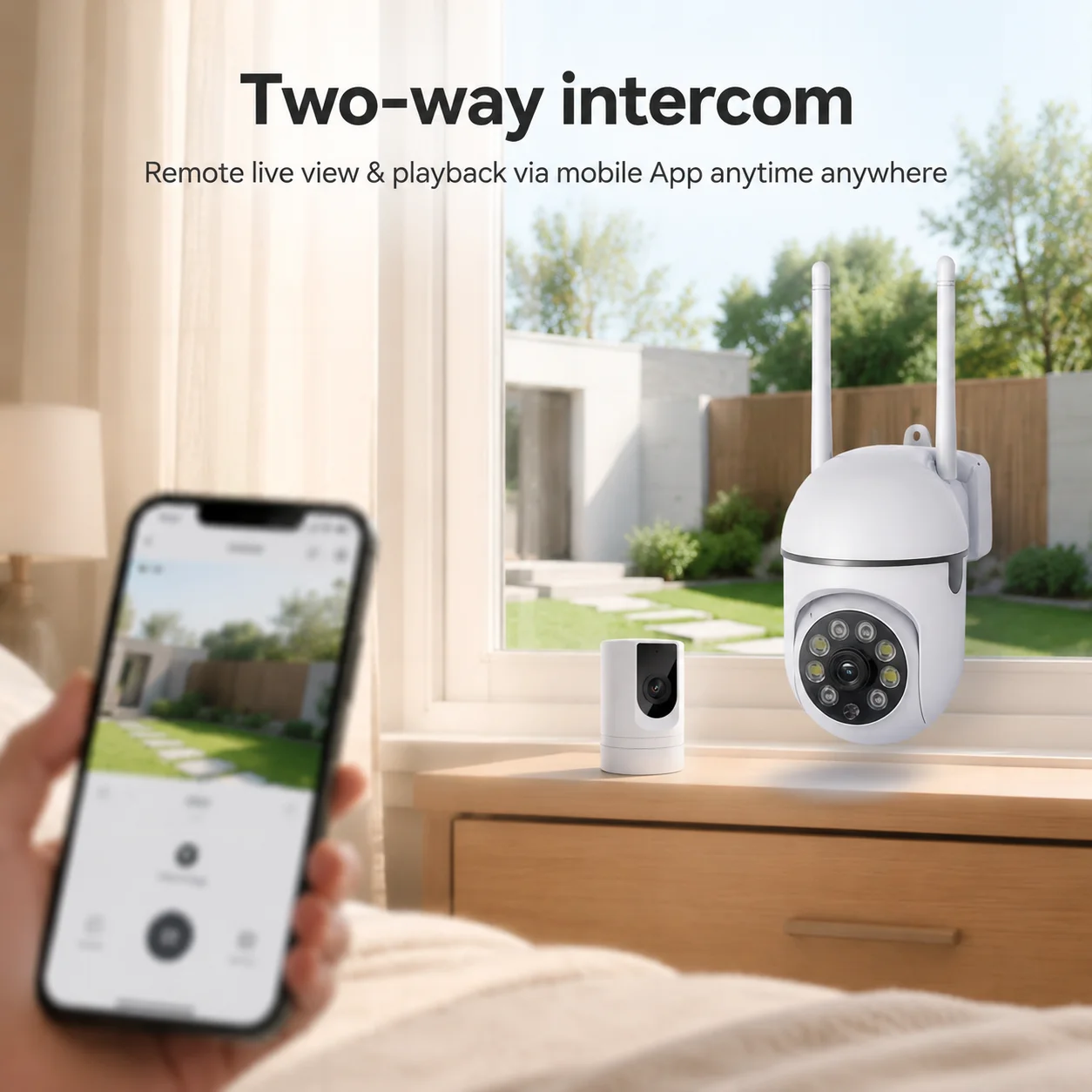 2PC Security Camera System, Indoor Recorder + Outdoor  IP Camera Kit, Plug and Play, Local HDD Storage, 24/7 Recording, Home & S
