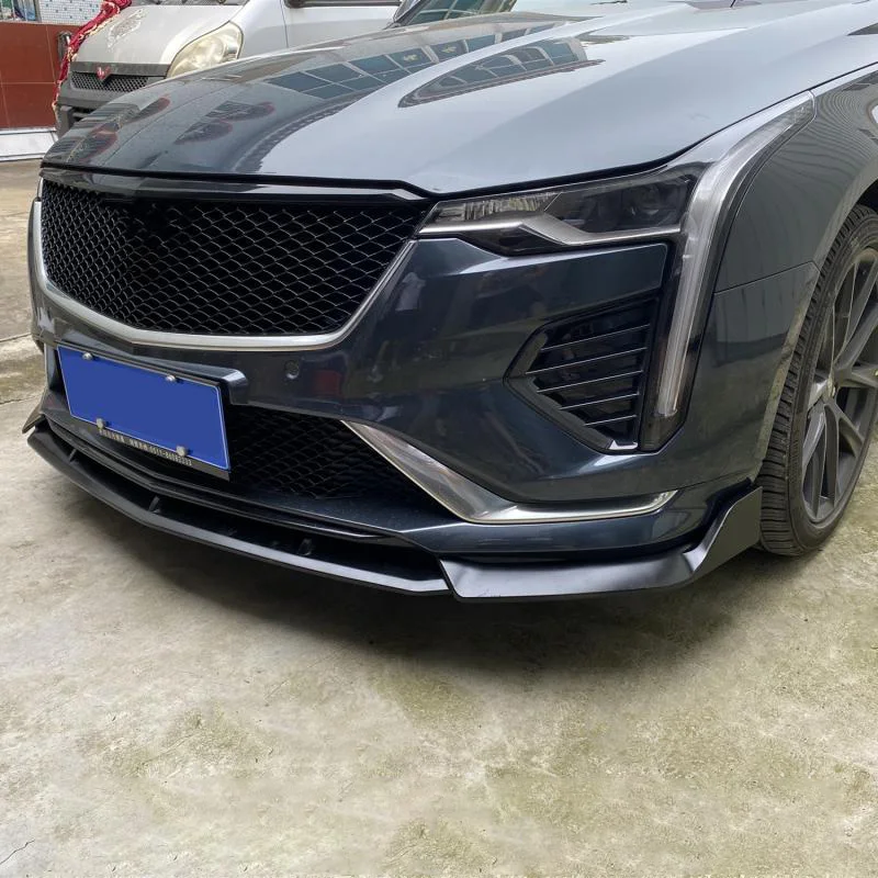 For 2020-2022 Cadillac CT4 Front Bumper Lip Splitter Spoiler Bright Black High Quality ABS Material Carbon Fiber Print