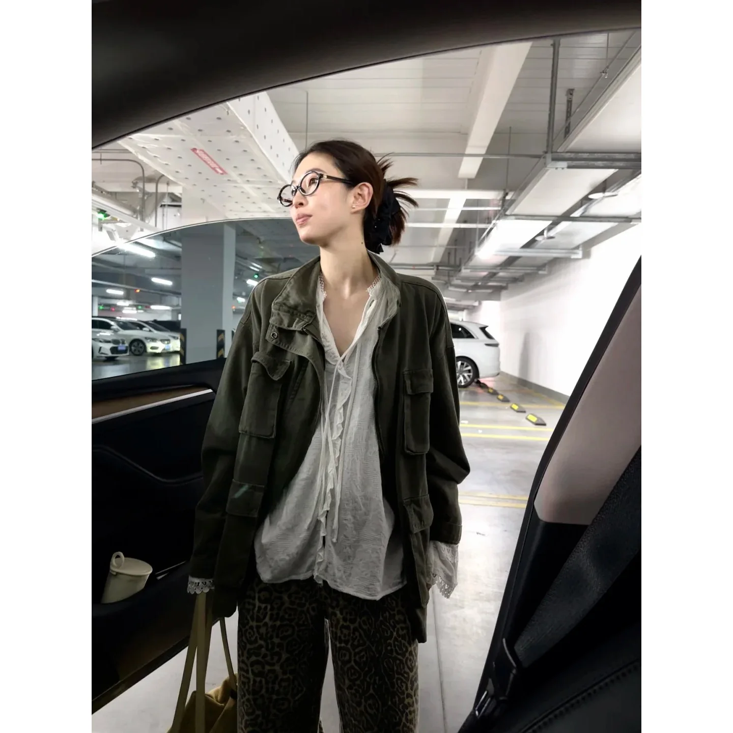 

East Gate Barn Sle Retro Workwear Casual Jaet Multiple kets Faionable Layering Long Knitted Baseball Sportswear
