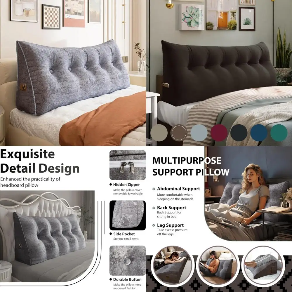 

Приподнятая подушка клина для кровати — эргономичная опора изголовья, помощь в сна, подушка спинки, треугольный позиционер