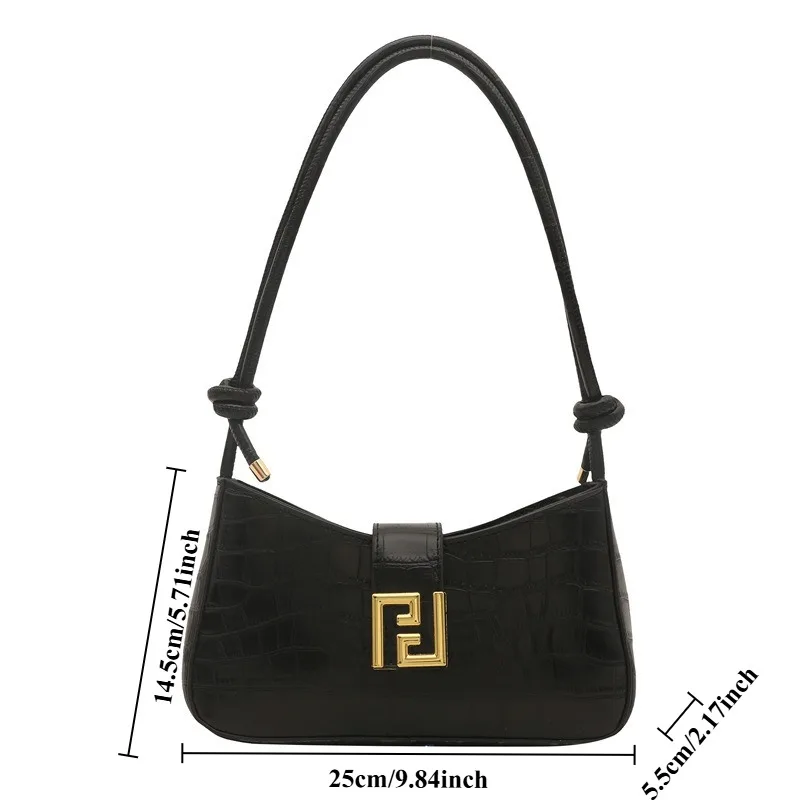 2025 Nova bolsa de ombro feminina |   Bolsa nas axilas com padrão de pedra para mulheres, nova bolsa de ombro simples de verão 2025, material pu de alta qualidade