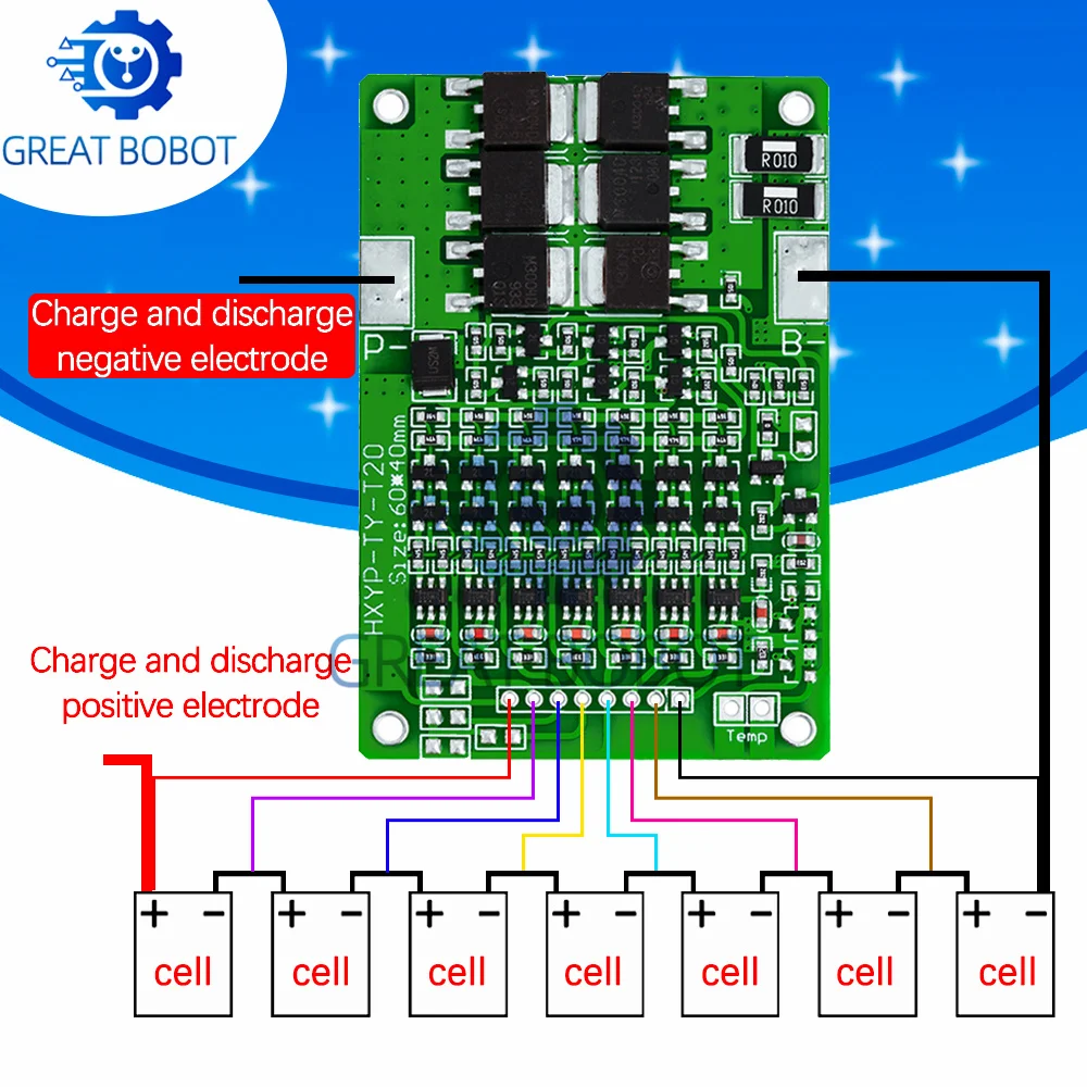 BS7S 7S BMS Module, 25.9V 29.4V 15A Current Limit 18650 Lithium Battery Protection Board
