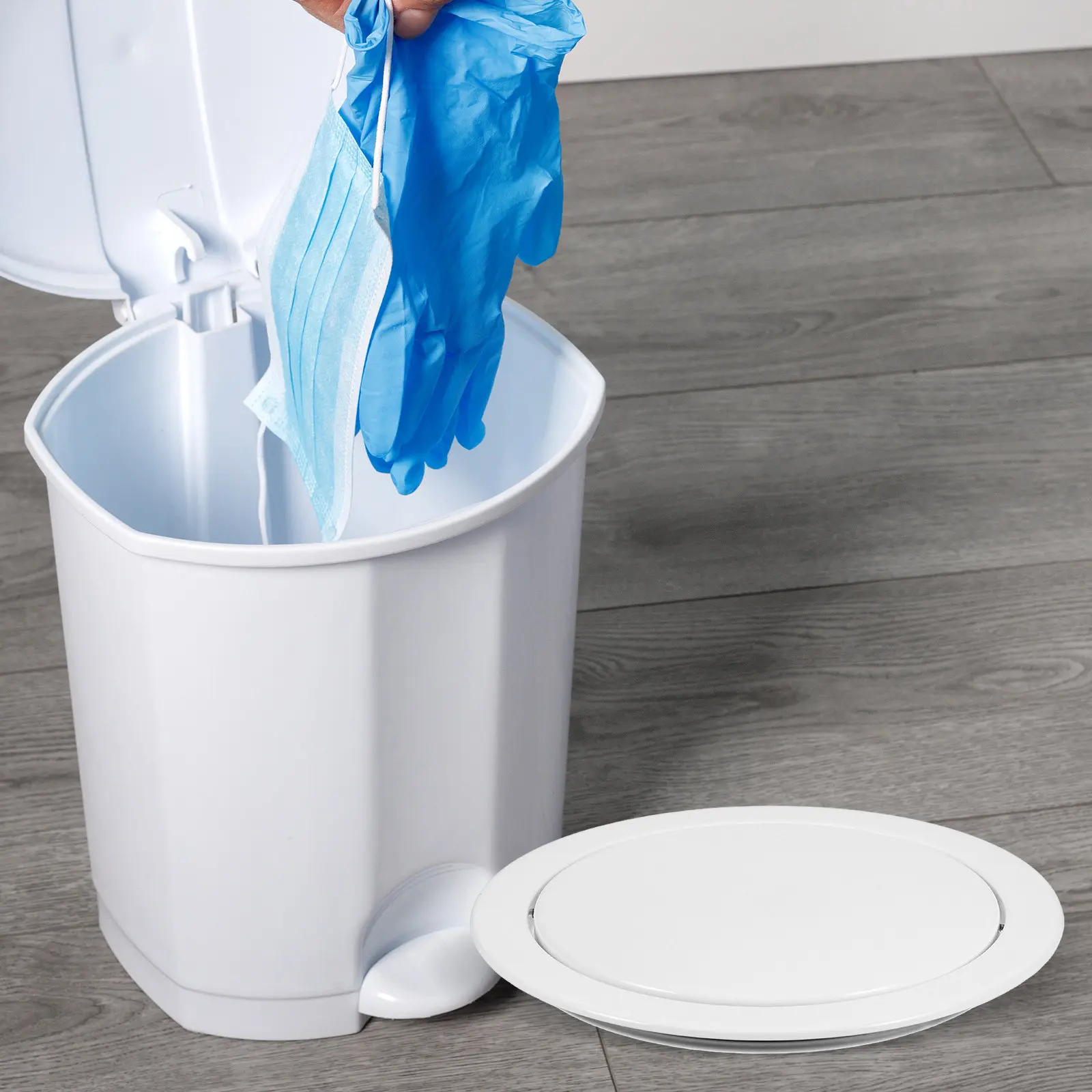 

Крышка для мусорного бака из нержавеющей стали с откидной крышкой для дома, кухни, ванной комнаты, столешницы, замена крышки для мусорного ведра