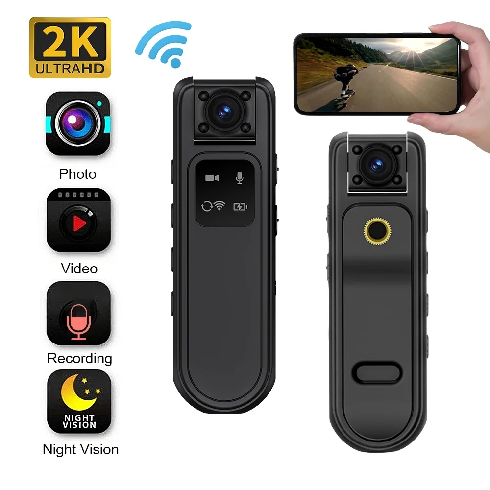 HD 2K Portable Mini Camara Police Video Recorder Body Cam Motorcycle Bike Car DVR Webcam Baby Small Camcorders Security Monitor