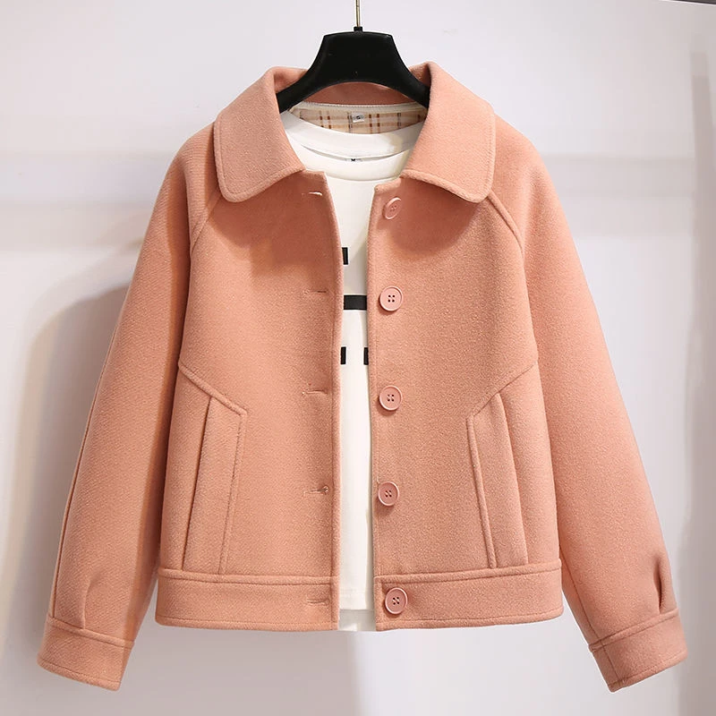 Solid Color short wool Jacket Women Autumn 2025 Korean Self Cultivation Fashion Luxury short Woolen Coat Ladies Clothes Overcoat