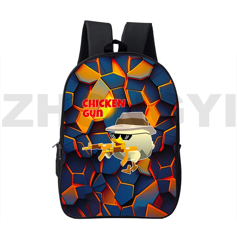 Mochila 3D Anime Chicken Gun Bag Cartoon Chicken Gun Game Backpack Travel Leisure Bagpack 16 Inch Waterproof School Bags Fashion