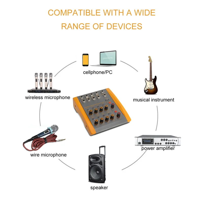 GOB-o8-Channel Audio Mixer، DC 5V، محول أحادي ستيريو منخفض الضوضاء، للنوادي الصغيرة أو القضبان، كجيتار، باس،