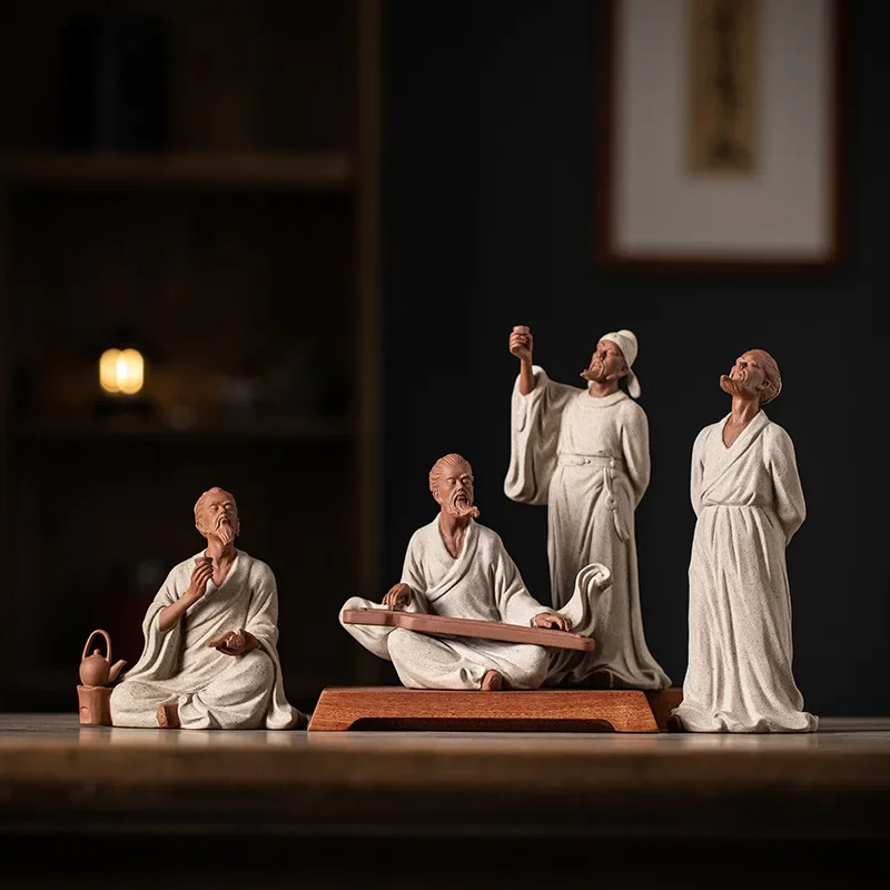 

The Sage of Tea Lu Yu Sculpture Ancient Chinese Historical Figures Zen Meditation Tea Ceremony Decoration