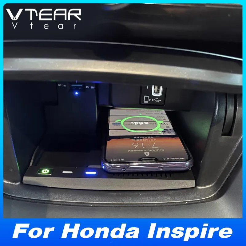 

For Honda Inspire 2018-2022 Car Wireless Charger 15W Fast Cell Phone Charging Plate Adapter Interior Modification Accessories