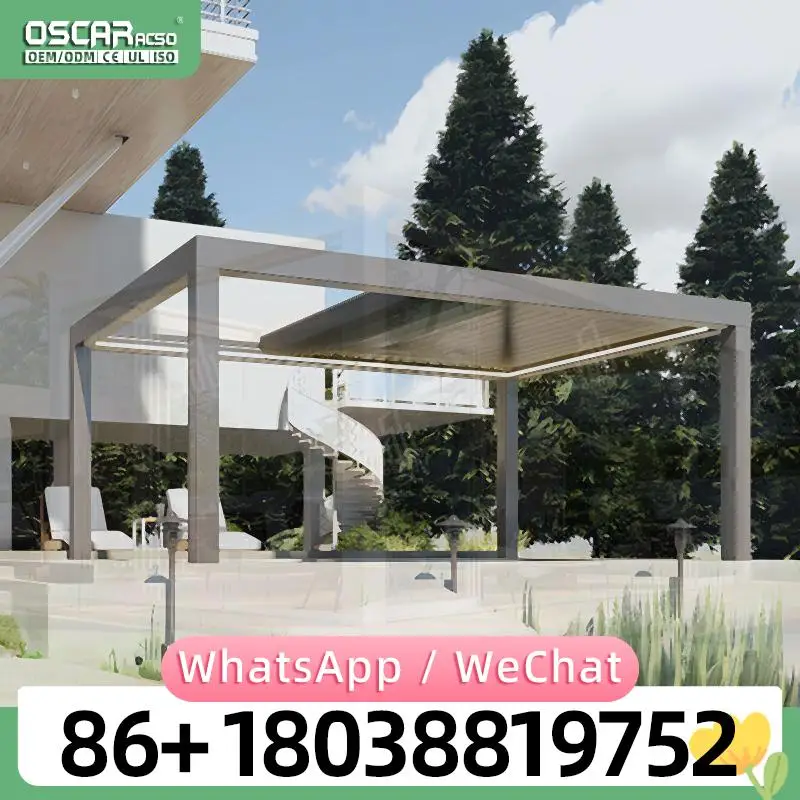 Motorized Retractable Roof 20X40 Inground Pool Electric Cover Retractable Wall Systems for Home Hotel Resort pergola