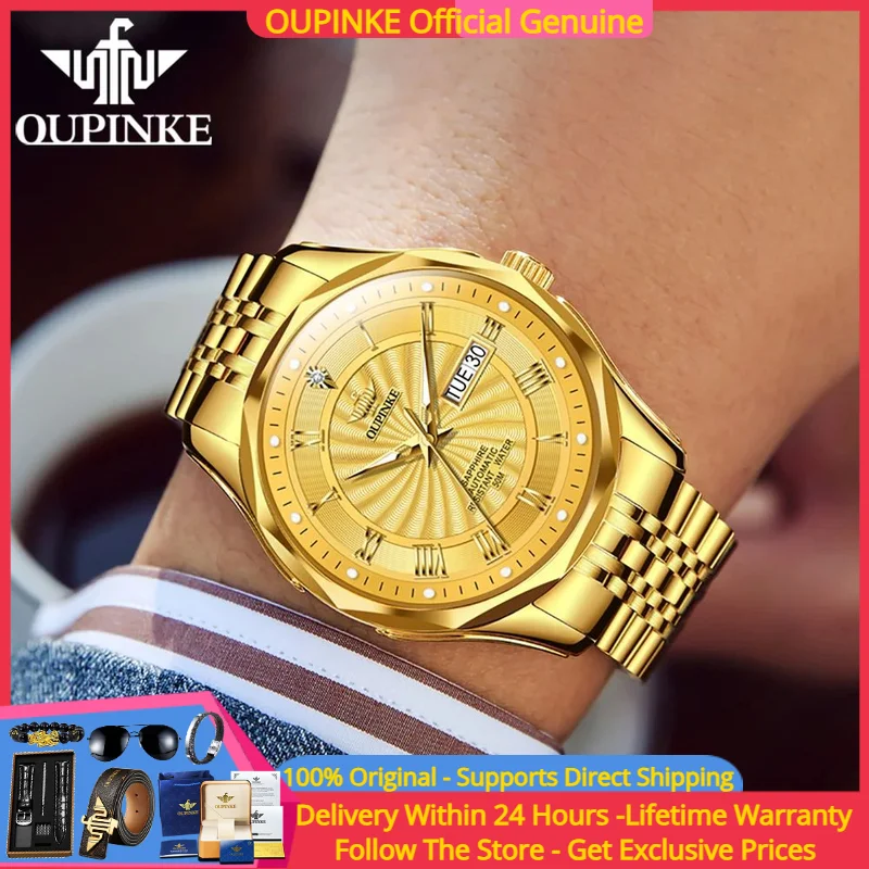 

OUPINKE 3207 Men Mechanical Watch Top Brand Imported Movement Automatic Watch Luxury True Diamond Original Men Watch Men's Gifts