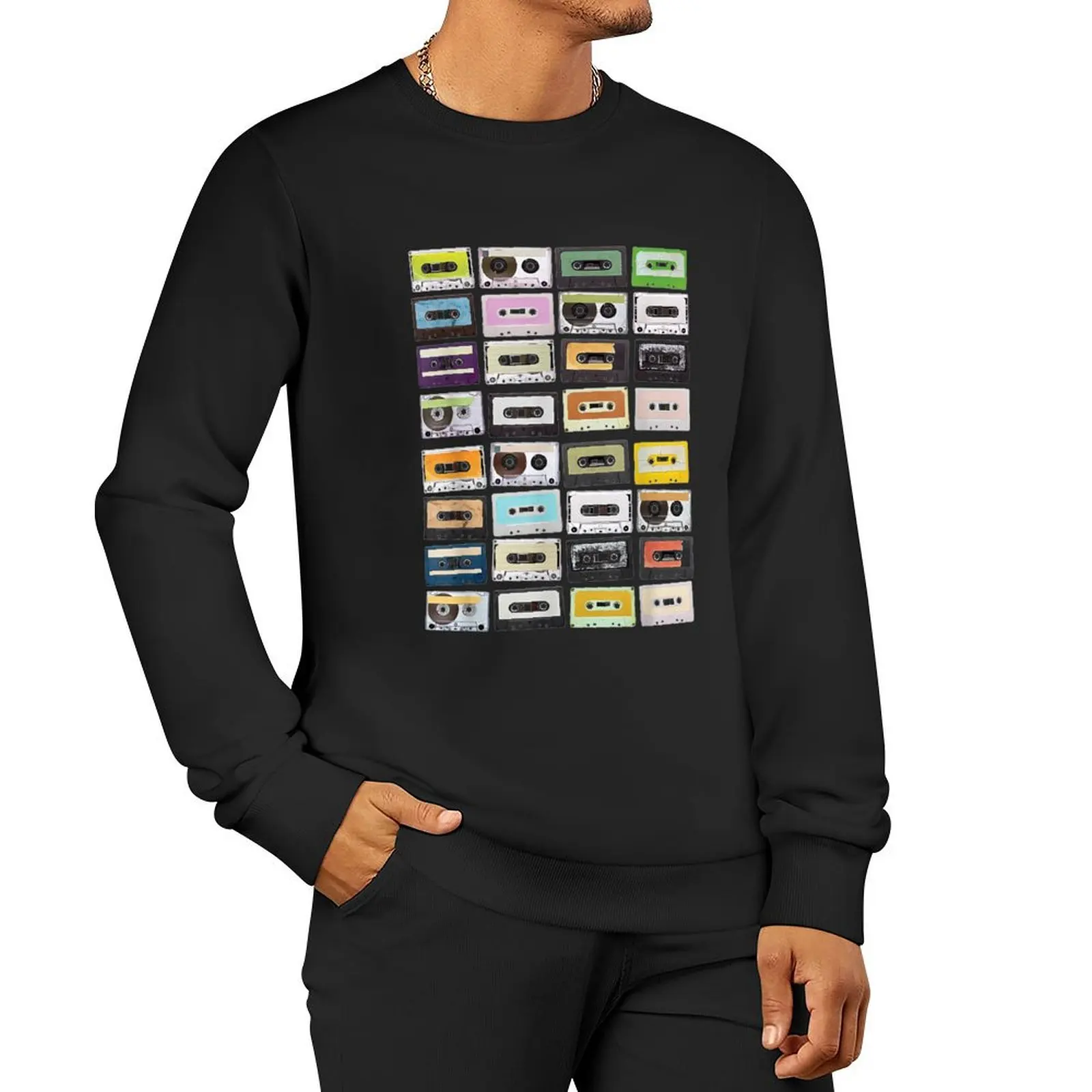 Cassette Tapes Mixtapes 1980s Radio Music Graphic Print Pullover Hoodie clothes for men sweatshirt