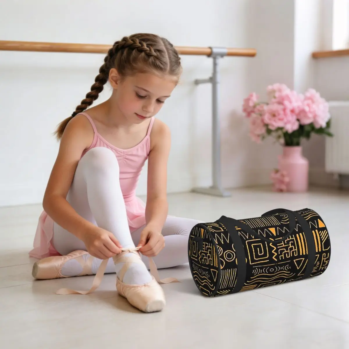 African Bogolan Mudcloth Pattern Luggage Bag Large Capacity Duffle Tote Bag Handbags Gym Bags Fitness Bag for Boys Girls