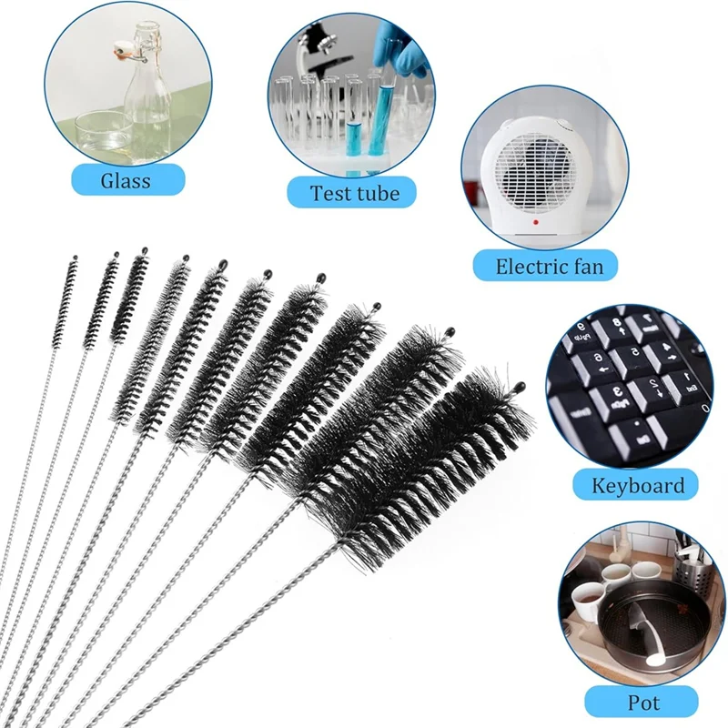 FAAJ-11 Pcs 유연한 배수 브러시 Strawcleaner 브러시 세트 스테인레스 스틸 양면 호스 브러시 Strawcleaning Brush