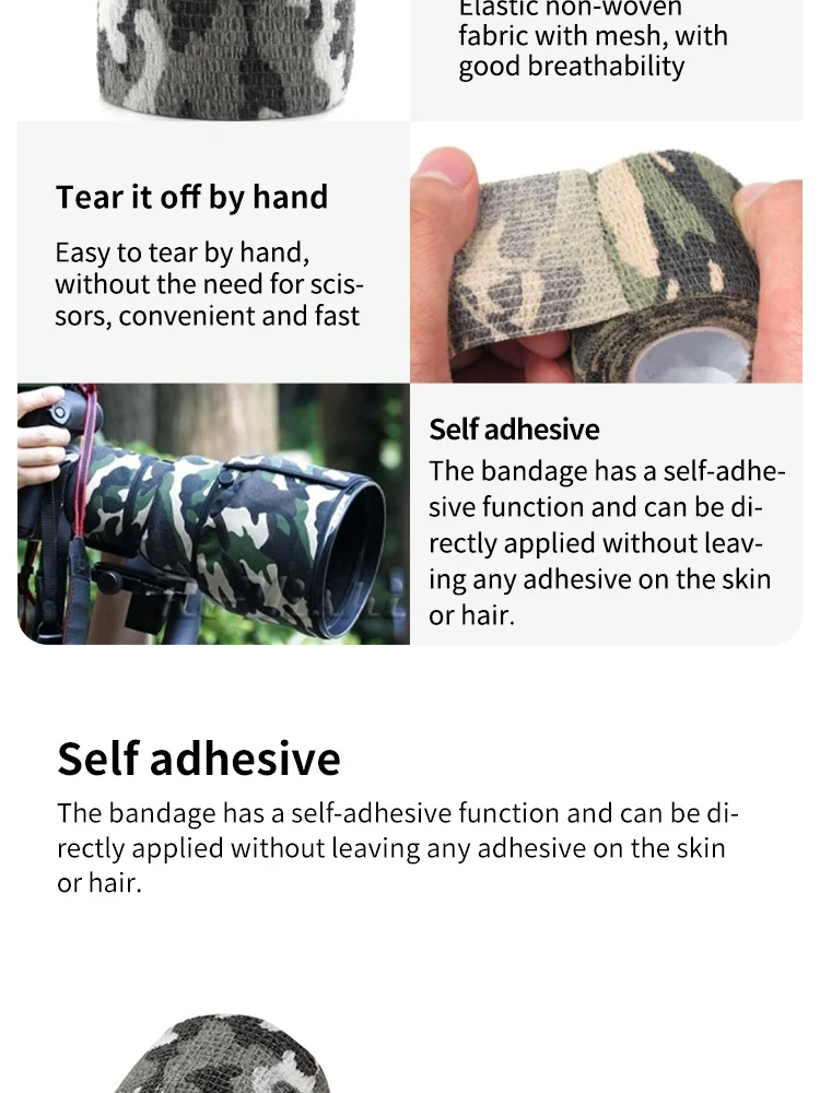 DIZETION Teleskop-Vliesstoff für den Außenbereich, Tarnband, Jagd, Tarnband, Fingerschutz, hohe elastische Bewegung – Detail 4
