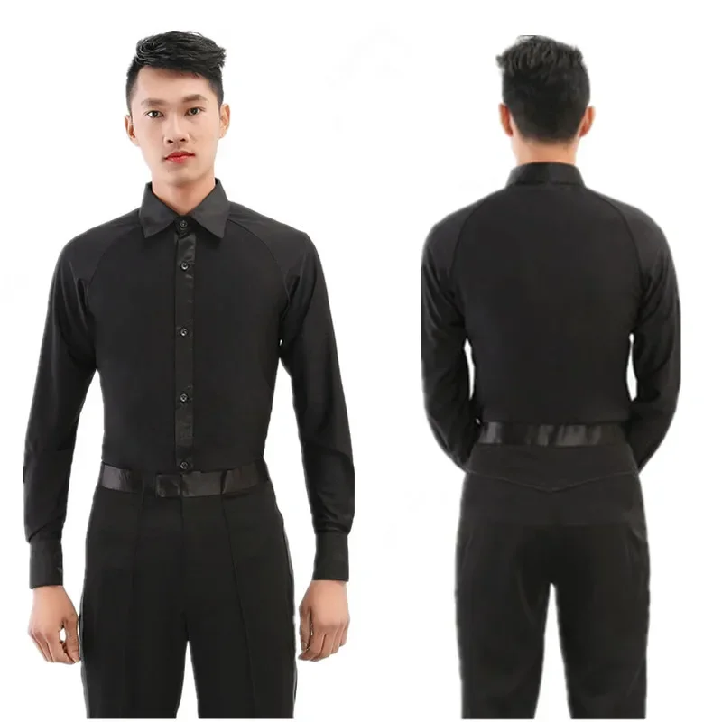 

Waltz Ballroom Dance Garment Performance latin man shirts Mens Adult Latin Dance Practice Tops Latin Dance Garment