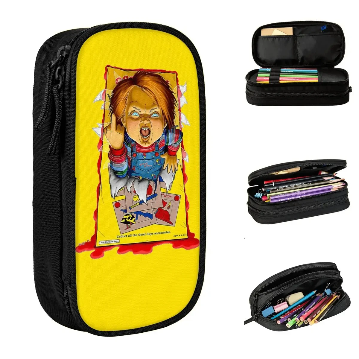 New Chucky Doll Fear Pencil Cases Pencil Box Pen Holder for Girls Boys Large Storage Bag Students School Gifts Stationery