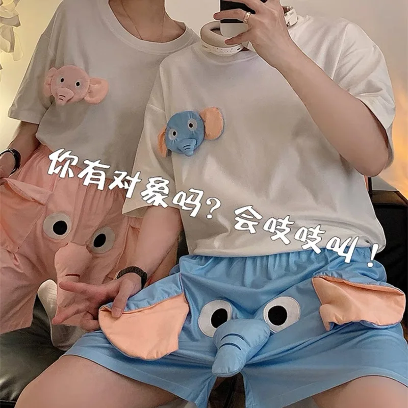 New Y2k Men Casual Anime Pajama Couple Pyjama Shorts Pyjama Cartoon Sleepwear Shorts Elephant Trunk Home Short Pants Gift