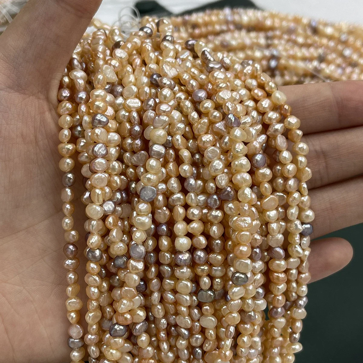 4-5mm Unregelmäßige Natürliche Süßwasserperlen, Halbfertige Perlenstränge für DIY Halsketten Armbänder Schmuckherstellung Zubehör – Detail 10