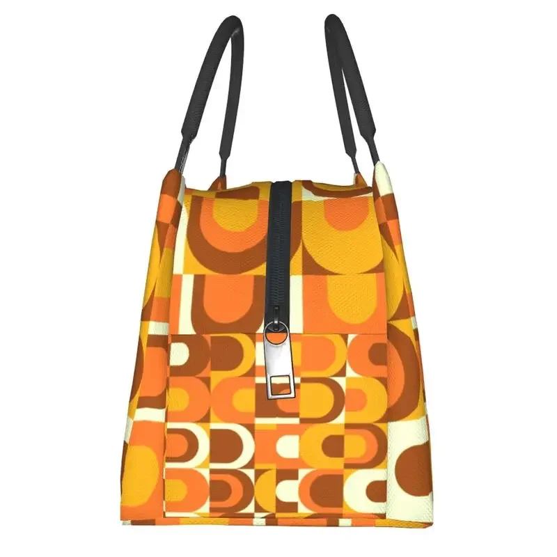 70s Pattern Retro In Orange And Brown Tones Insulated Lunch Bags for School Office Geometric Colorful Thermal Cooler Bento Box