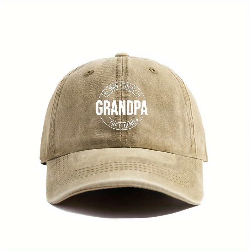 GRANDPA Printed Baseball Cap Distressed Washed Dad Hat Breathable Adjustable Hats For Women