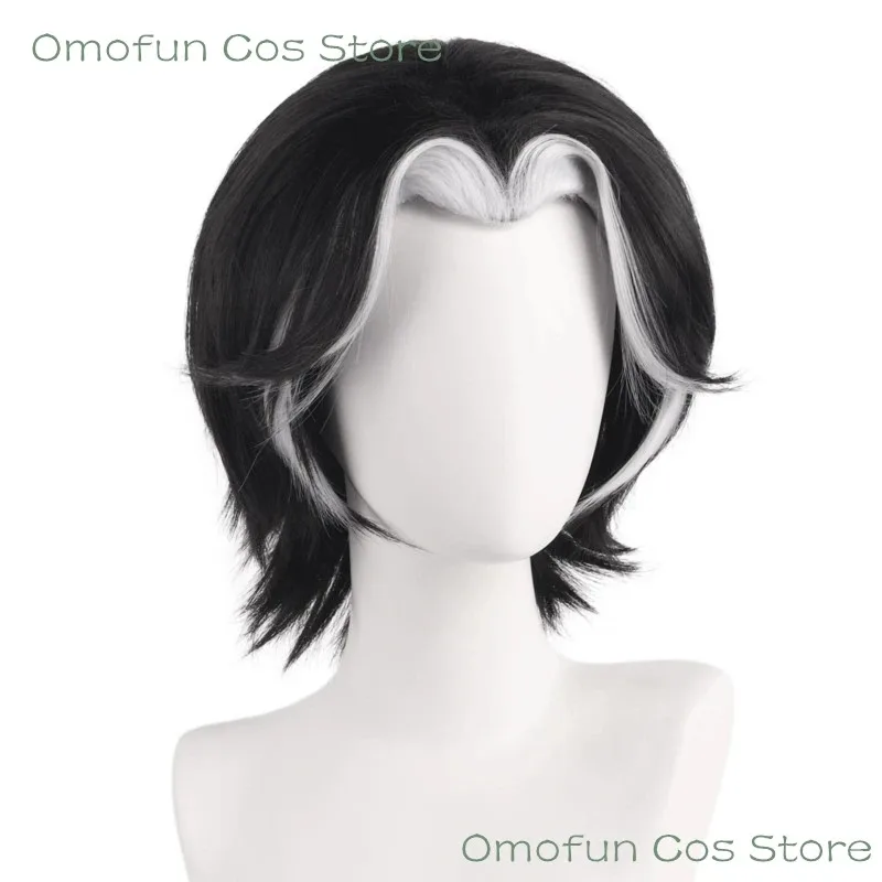 2025 aaa Anime Husk Cosplay Wigs Short Black White Resistant Synthetic Hair Accessory Halloween Party Costume Props view 6