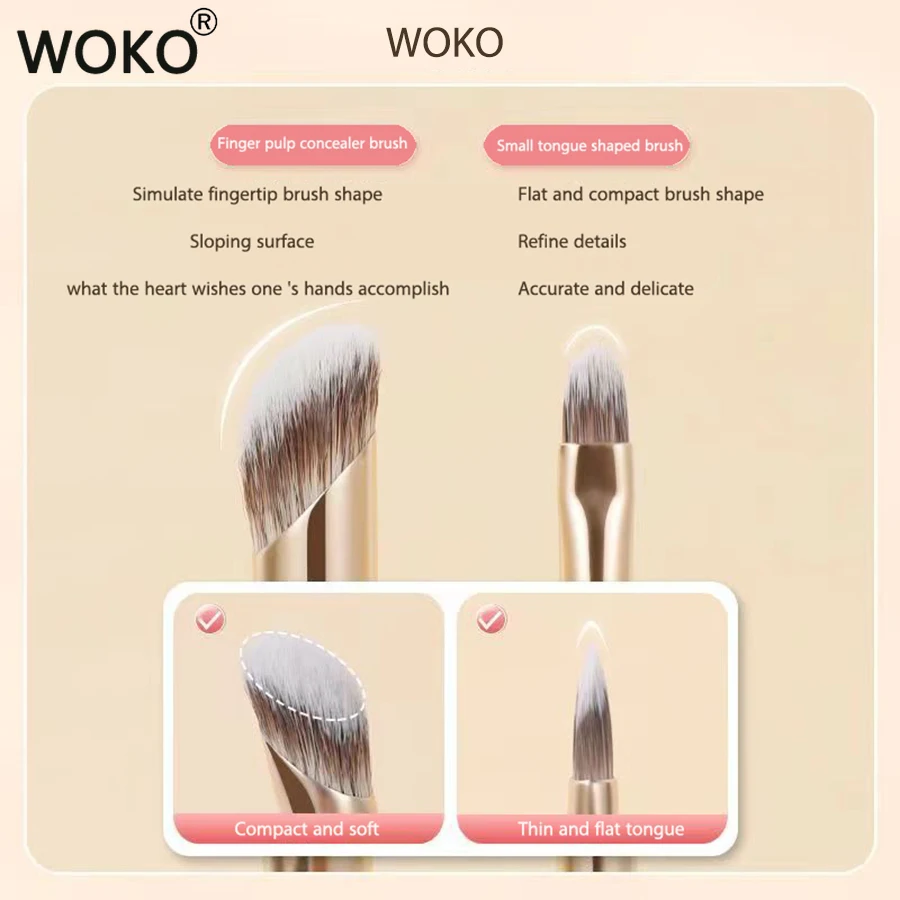 WOKO Double Head Concealer Brush Finger Concealer Makeup Brush & Tip Head Concealer Brush Facial Blemish Coverage Makeup Tool