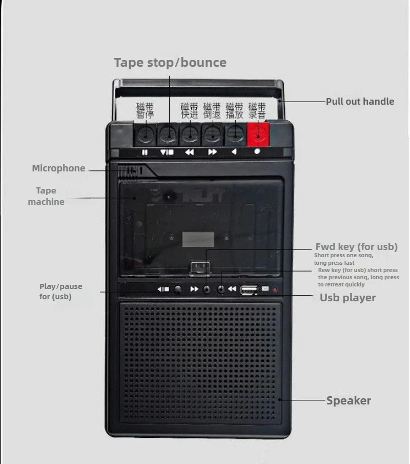 Adapted for Retro Tape Repeater All-in-One USB Player Portable Repeater Cassette Player Recorder