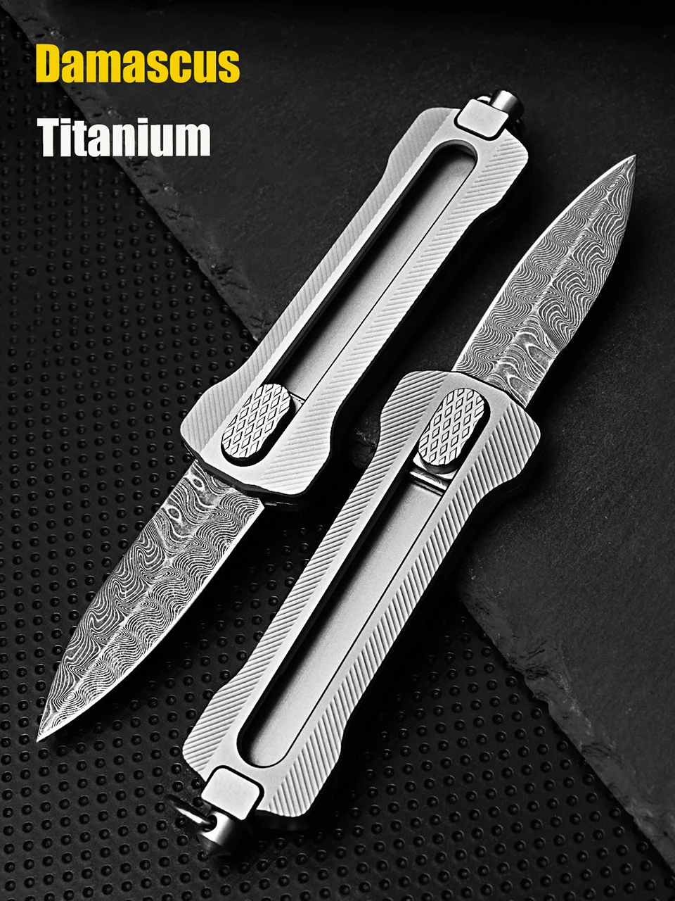 High Hardness D2 Tactical Knife Titanium Handle DIY Utility Knife Broken Window Escape Knife Outdoor Camping Hunting EDC Tool