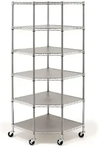 

# l сверхмощная проволочная стальная 6-уровневая угловая полка, стеллаж для хранения в гараже, кухонный органайзер, органайзер для хранения