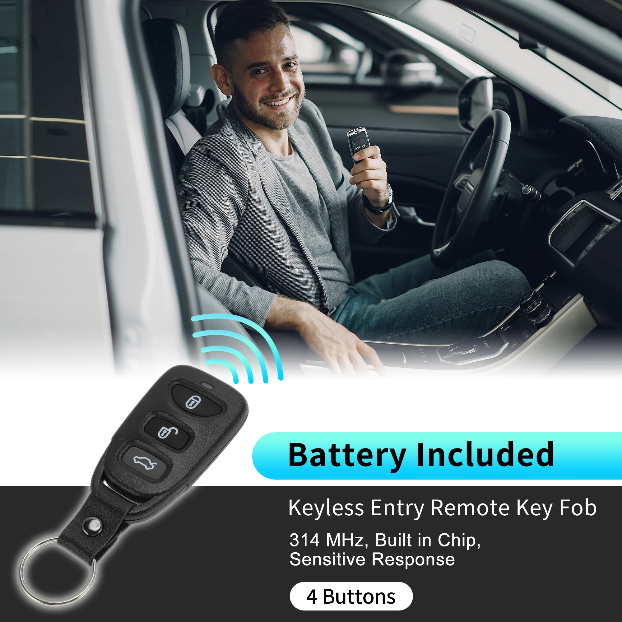 UXCELL OSLOKA-310T 314MHz Keyless Entry Remote Key Fob for Hyundai Elantra 2006-2016