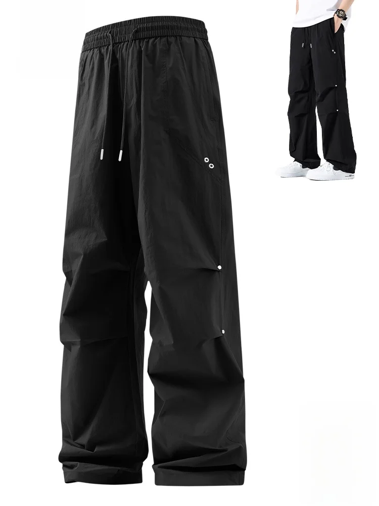 

Мужские повседневные брюки-карго, летние дышащие свободные брюки прямого кроя, функциональные длинные брюки, модные городские стильные брюки