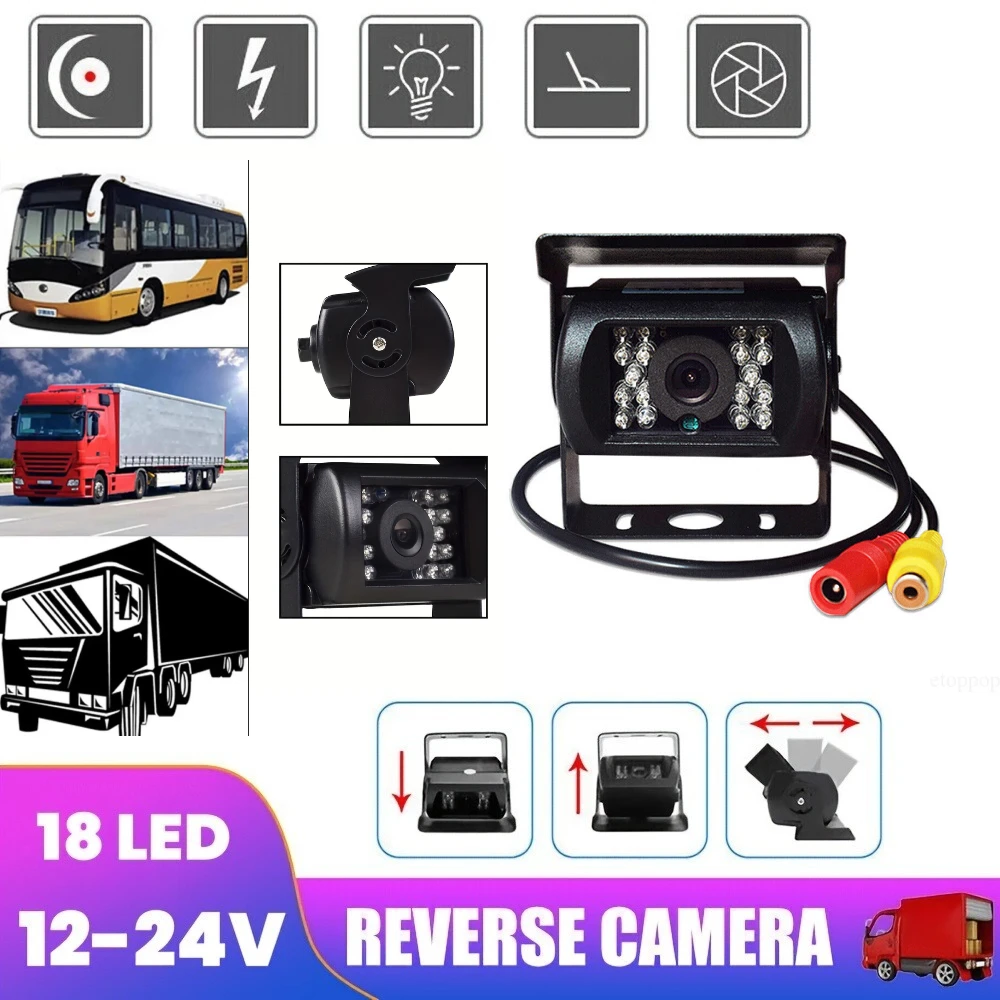Duty 18LED Backup Camera with Infrared Night Vision - Wide View, Adjustable, Fit for RVs, Trucks, Trailers  Adjustable Mount