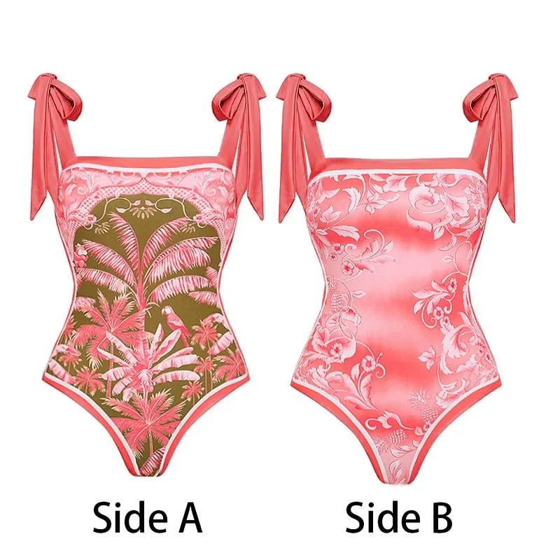 3D Flower 2024 New V Neck One Piece Swimsuit For Women Swimwear With Skirt Bathing Suit Monokini Beach Bodysuit Beach Wear