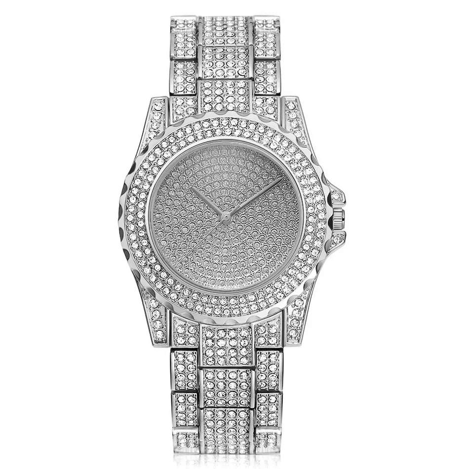 2024fashion Full Diamond Inlaid Women\'s Watch Quartz Watch Full Diamond Strap Men\'s And Women\'s Light Luxury Steel Strap Watch