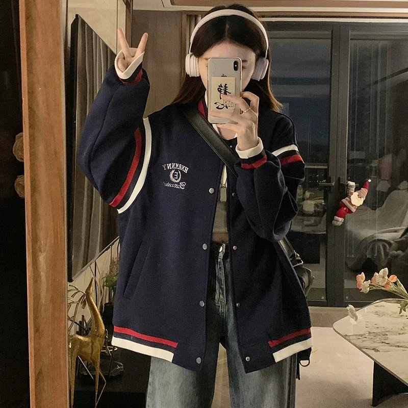 

Бейсбольные куртки женские осенне-зимние в корейском стиле, эластичные, водонепроницаемые, свободного кроя, высококачественные, камуфляжные, стеганые, оверсайз