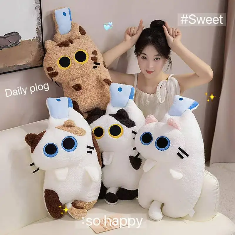 أحدث وسادة قطط مضحكة لتجفيف الشمس كاواي محشوة من القطيفة دمية الرسوم المتحركة أنيمي تمنح الأطفال هدايا العيد لعيد الميلاد