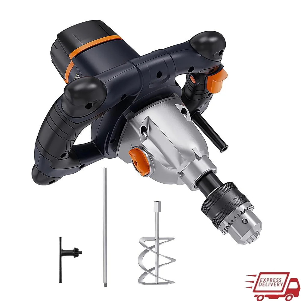 خلاط هاون الخرسانة مع محرك Start 13A الناعم 5/8 بوصة ظرف بمفتاح 2 تروس وتحكم متغير في السرعة يتضمن خلط حلزوني كبير