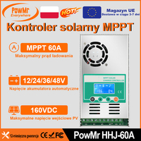 PowMr 60A MPPT Solar Charge Controller Work for 12V 24V 36V 48V Lithium Lead Acid Battery With LCD Display Max PV 160VDC Input