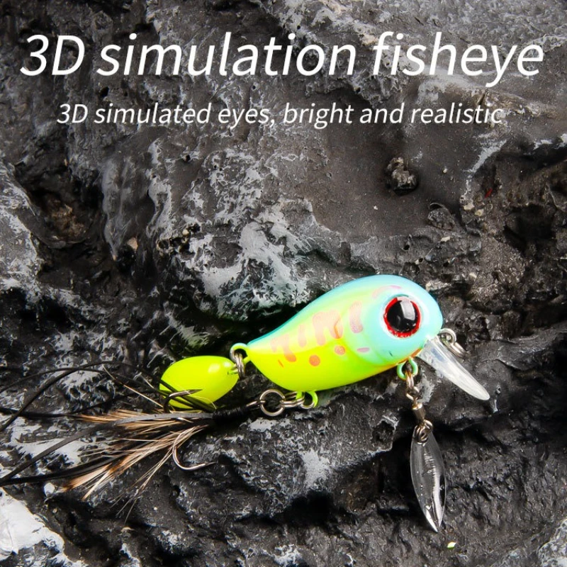 

Portable 4.8g 5.4cm Durable Metal Sequins Rotating Spinner Spoon Crank Bait Simulation Japanese Mino Fishing Lure Treble Hook