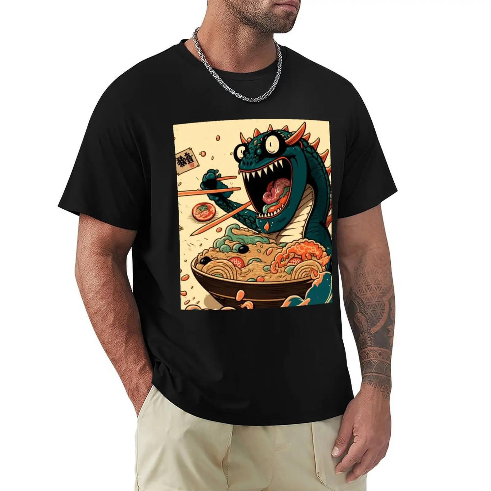A Warm and Cozy Touch to Your Wardrobe: Ramen Illustration Design T-Shirt Breathable Sportswear T-Shirt for Men