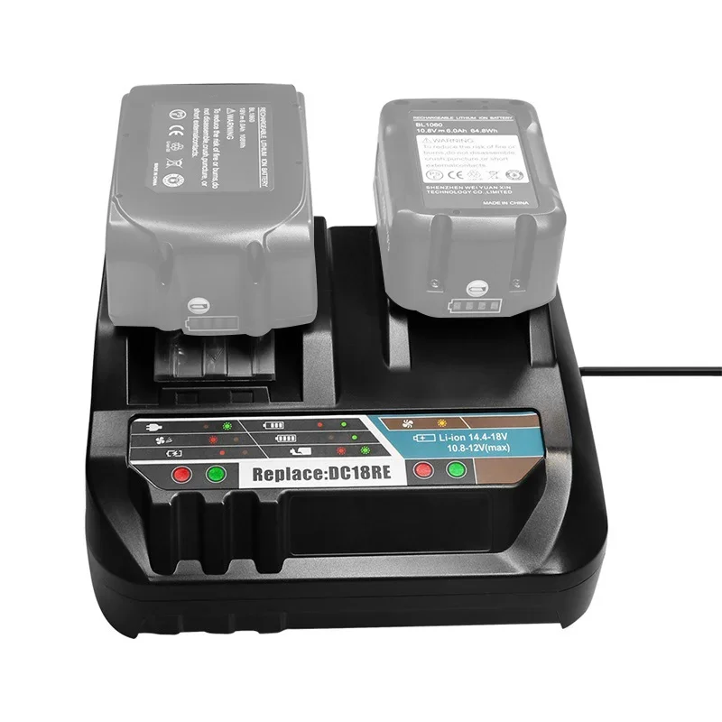 DC18RE แบตเตอรี่ลิเธียม Double Slot Charger สําหรับ Makita 18V 14.4V 10.8V 12V Li-Ion แบตเตอรี่ BL1830 BL1430 BL1016 BL1021B BL1041B