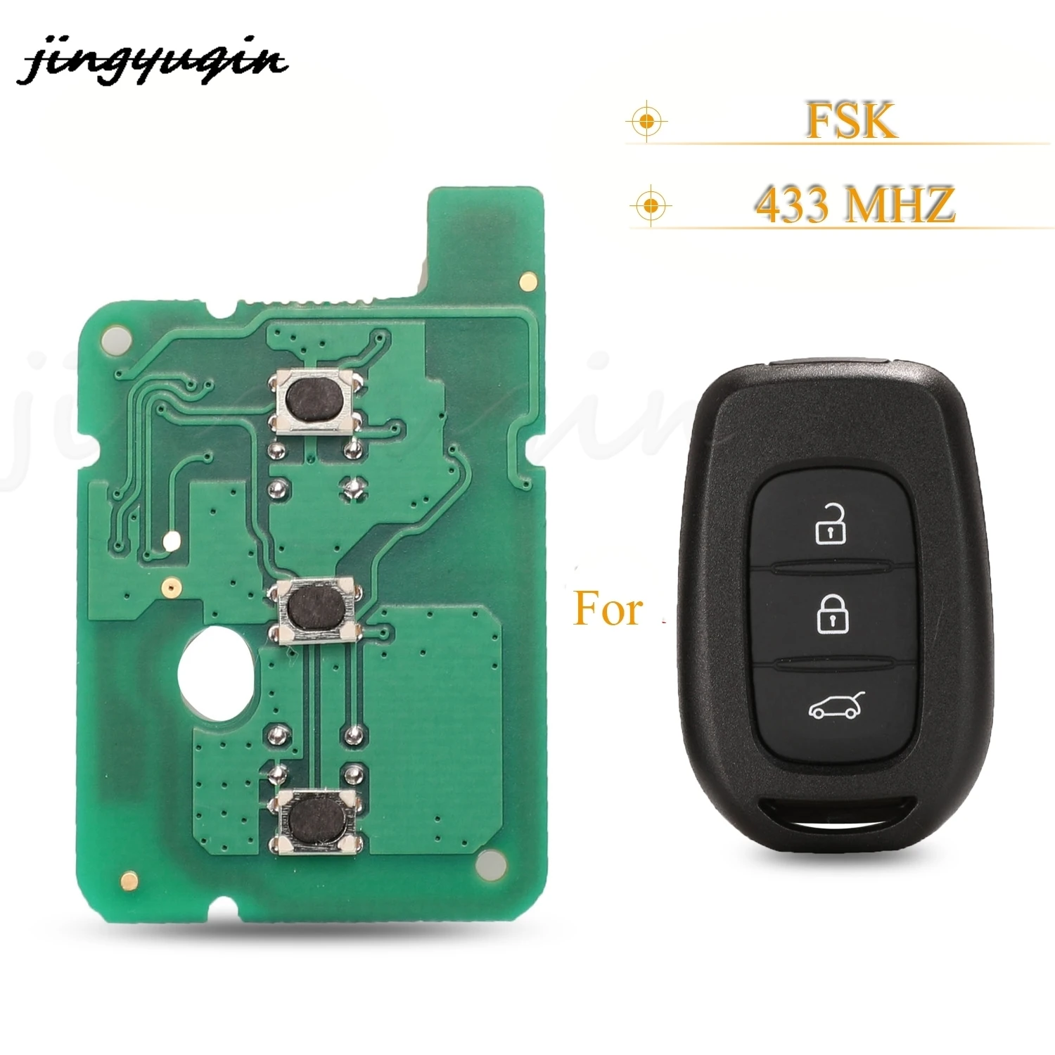 

jingyuqin 3 Buttons Remote Car Key Circuit Board For Renault Sandero Dacia Logan 433mhz Pcf7961m Chip