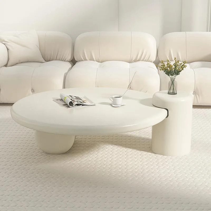 

Round cream wind coffee table Small apartment Internet celebrity art living room coffee table