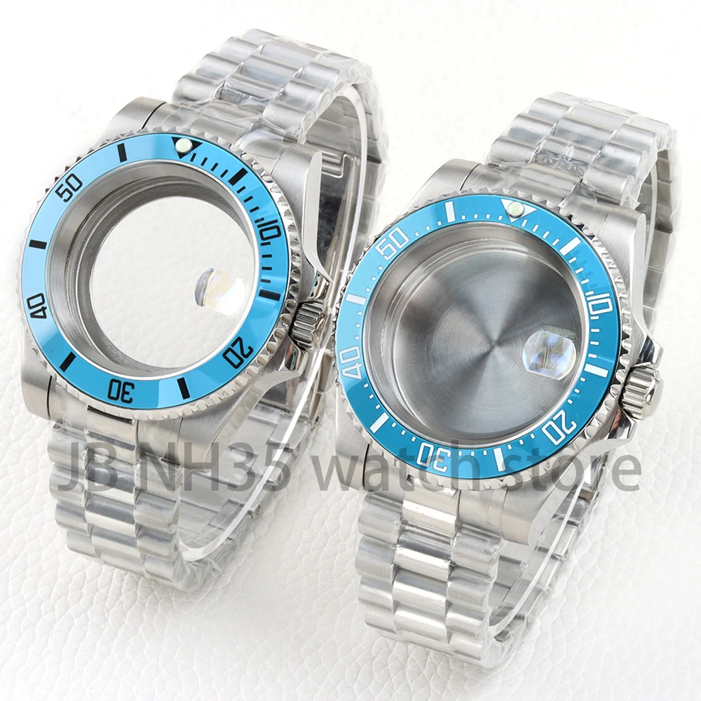 

NH35 40mm Case Ice Blue Ceramic Bezel Stainless Steel Sapphire Glass for SUB/GMT NH34 NH35 NH36 NH38 Movement Presidential Strap