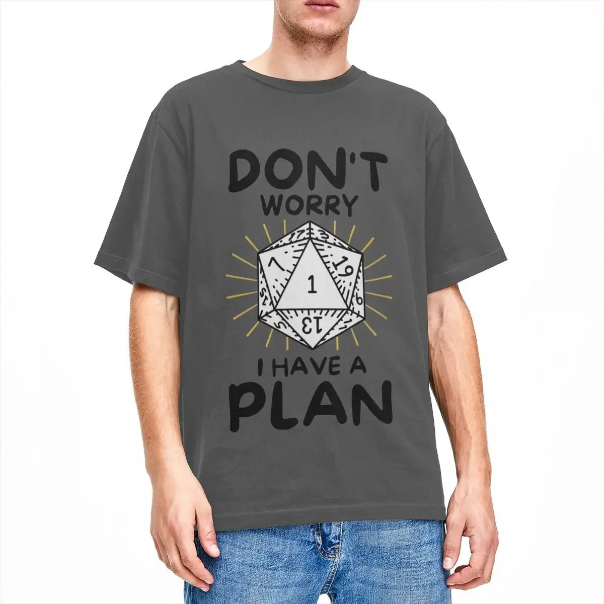 Dnd D20 Dice Don't Worry I Have A Plan Men Women T Shirts Dungeon Dragon DM Game Apparel  Tees T-Shirts Cotton Summer Clothes