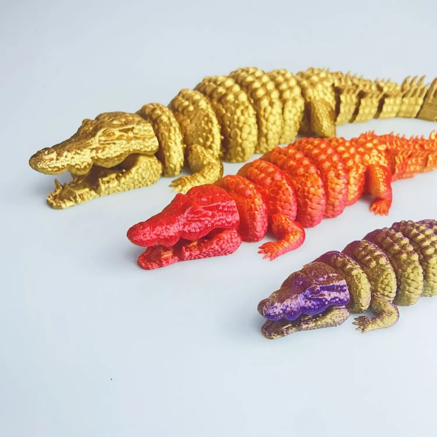 3D Printed Crocodile Large Spiny Scale Dragon Lizard Ornament Decor with Moveable Joints for Birthday Gift for Children's Toy