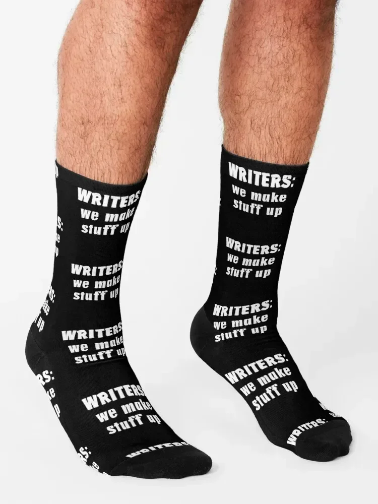 Writers Make Stuff Up - Funny Gift for Authors - White Text Socks golf gift luxury anti-slip Socks For Women Men's