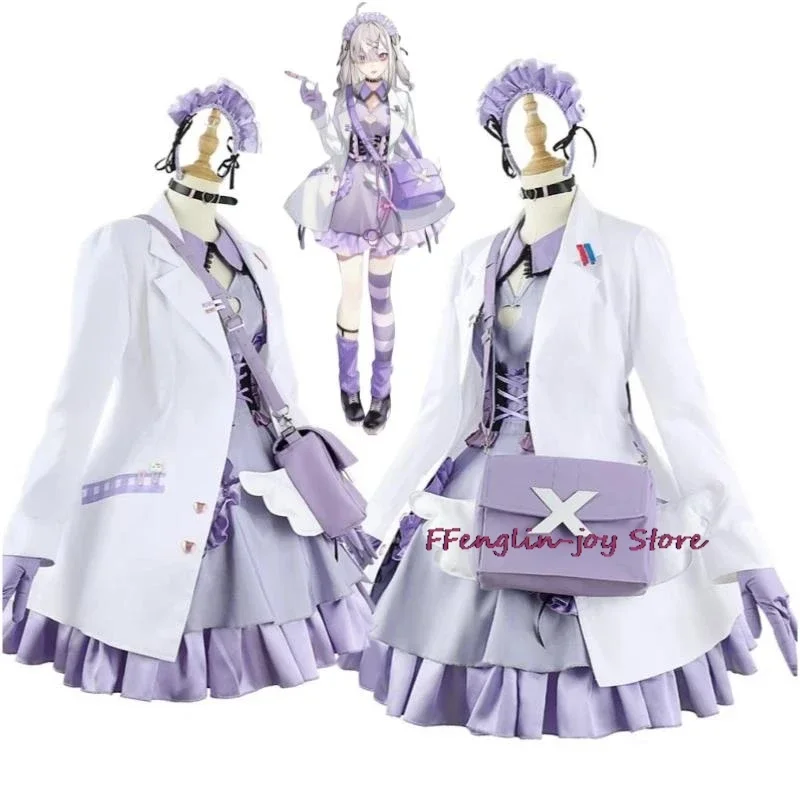 Youmber vtuber nijisanji sukoya Cana cosplay costume wig anime nurse uniform sexy woman Loli maid purple dress Halloween suit