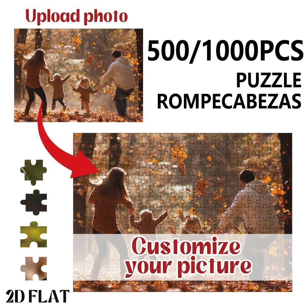 35/300/500/1075pcs Personalized Custom Photo Puzzle Family Photo Parent-Child Interactive Diy Assemble Game Toy
